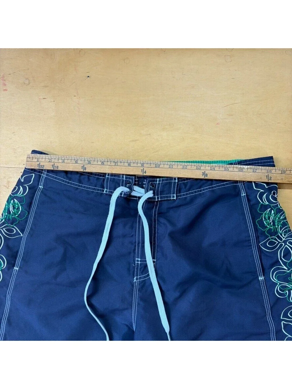 Speedo Board Shorts Mens XL 36 Black Floral Embroidered Swim Trunks Surf